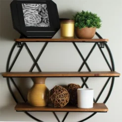 Round 20.25 Inch Diameter Three Tier Wood And Metal Hanging Wall Shelf - Foreside Home & Garden 6 Round 20.25 Inch Diameter Three Tier Wood And Metal Hanging Wall Shelf - Foreside Home & Garden -Home Decoration Sale GUEST 8b90066b 4fda 48cf 85c0 9416a9545c5c