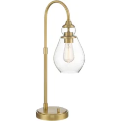 Possini Euro Design Possini Euro Vaile Desk Lamp With Dual USB Ports Warm Gold With Glass Shade -Home Decoration Sale GUEST 8c68f048 bcdc 4268 8ba2 9325176438a0