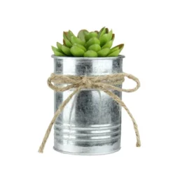 Northlight 7" Sprouting Rose Succulent Artificial Potted Plant - Green/Silver
