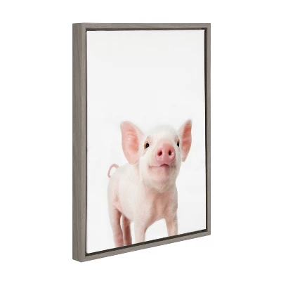 18" X 24" Sylvie Young Pig Framed Canvas Wall Art By Amy Peterson Gray - Kate And Laurel 1 18" X 24" Sylvie Young Pig Framed Canvas Wall Art By Amy Peterson Gray - Kate And Laurel