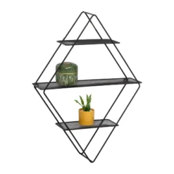 Honey-Can-Do Rhombus Metal Wall Shelf Black