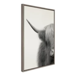 23" X 33" Sylvie Highland Cow Crop Framed Canvas Wall Art By The Creative Bunch Studio Gray - Kate And Laurel