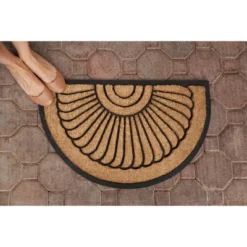 1'5" X 2'5" Shell Half-Circle Indoor/Outdoor Recycled Rubber/Coir Doormat Natural/Black - Entryways -Home Decoration Sale GUEST 90b9fd71 407d 4ff6 bf0f 62cdcd68576c