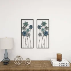 Metal Floral Wall Decor With Black Frame Set Of 2 Gray - Olivia & May -Home Decoration Sale GUEST 919da5b5 63d2 438c 96d2 3fa0fb07305e