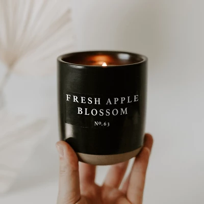 Sweet Water Decor Fresh Apple Blossom 12oz Black Stoneware Jar Candle 2 Sweet Water Decor Fresh Apple Blossom 12oz Black Stoneware Jar Candle - Image 2