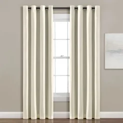 Home Boutique Insulated Grommet 100% Blackout Faux Silk Window Curtain Panel Ivory Single 52x95