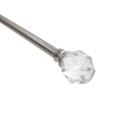 Decorative Drapery Curtain Rod With Faceted Crystal Finials Brushed Nickel - Lumi Home Furnishings 1 Decorative Drapery Curtain Rod With Faceted Crystal Finials Brushed Nickel - Lumi Home Furnishings