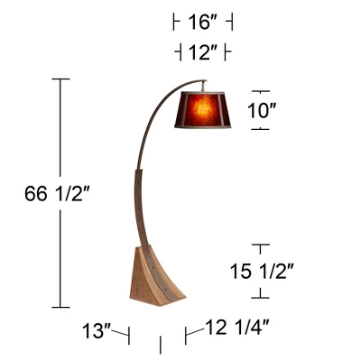 Franklin Iron Works Oak River Rustic Mission Arc Floor Lamp 66 1/2" Tall Dark Rust Wood Amber Mica Drum Shade For Living Room Reading Bedroom Office 6 Franklin Iron Works Oak River Rustic Mission Arc Floor Lamp 66 1/2" Tall Dark Rust Wood Amber Mica Drum Shade For Living Room Reading Bedroom Office - Image 6