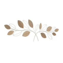 13" X 43" Metal Leaf Wall Decor Brown - Olivia & May