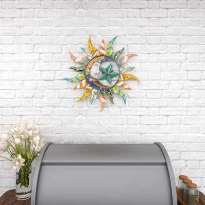 Metal Sun And Moon Indoor Outdoor Iron Wall Decor With Abstract Patterns - Olivia & May 3 Metal Sun And Moon Indoor Outdoor Iron Wall Decor With Abstract Patterns - Olivia & May - Image 3