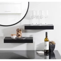 2pc 18" Havlock Wood Shelf Set Black - Kate & Laurel All Things Decor -Home Decoration Sale GUEST 9a21785e d125 4d46 b716 1f907beca330