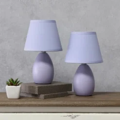 9.45" 2pk Petite Ceramic Oblong Bedside Table Desk Lamps With Matching Tapered Drum Shade Purple - Creekwood Home -Home Decoration Sale GUEST 9a6ea7d9 0131 47bc bf81 77684c1e7fe9