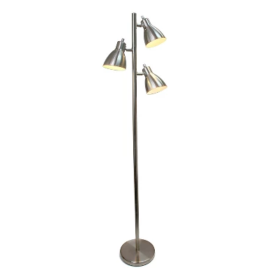 64" Traditional 3 Light Metal Floor Lamp With Adjustable Spotlight Shades Brushed Nickel - Creekwood Home 1 64" Traditional 3 Light Metal Floor Lamp With Adjustable Spotlight Shades Brushed Nickel - Creekwood Home