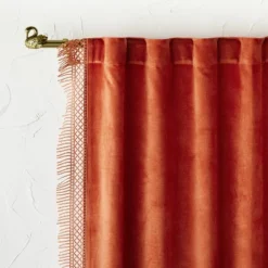 1pc Light Filtering Velvet Macrame Trim Window Curtain Panel Burnt Orange - Opalhouse™ Designed With Jungalow™ -Home Decoration Sale GUEST 9bfd56a0 ad5c 4df0 98b1 851ec6623ce3