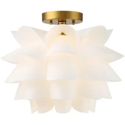 Possini Euro Design Modern Ceiling Light Semi Flush Mount Fixture White Flower Gold Metal 15 3/4" Wide Living Room Bedroom Kitchen -Home Decoration Sale GUEST 9caa153e a2a6 4cbb b7c7 151d401311d5