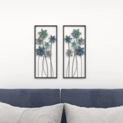 Metal Floral Wall Decor With Black Frame Set Of 2 Gray - Olivia & May -Home Decoration Sale GUEST 9cf0591f 4649 46d1 b7ea 9d6c83609b00