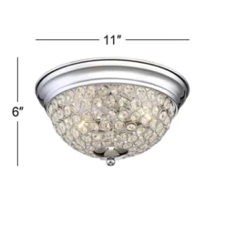 Possini Euro Design Faith Modern Ceiling Light Flush Mount Fixtures 11" Wide Set Of 2 Chrome 2-Light Crystal For Bedroom Kitchen Living Room Hallway -Home Decoration Sale GUEST 9e60bc97 1b08 4f00 97c0 da352123f71d