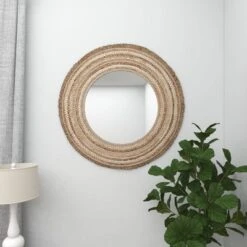 Wood Braided Frame Wall Mirror Beige - Olivia & May -Home Decoration Sale GUEST 9f580056 51f9 405f ac70 af9bea92ca20