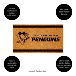Evergreen Pittsburgh Penguins Logo Turf Mat, Brown- 28 X 16 Inches Indoor Outdoor Doormat -Home Decoration Sale GUEST a109e2e7 bf9a 4de9 885f 012ed85b5b08