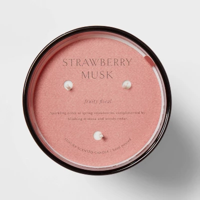 Colored Vase Glass With Dustcover Strawberry Musk Candle Red - Threshold™ 4 Colored Vase Glass With Dustcover Strawberry Musk Candle Red - Threshold™ - Image 4