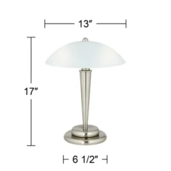 360 Lighting Deco Modern Accent Table Lamps 17" High Set Of 2 Brushed Steel Touch On Off White Glass Dome Shade For Bedroom Bedside Nightstand Office -Home Decoration Sale GUEST a14d70b2 4bc8 4819 97eb c87ec392f7f2