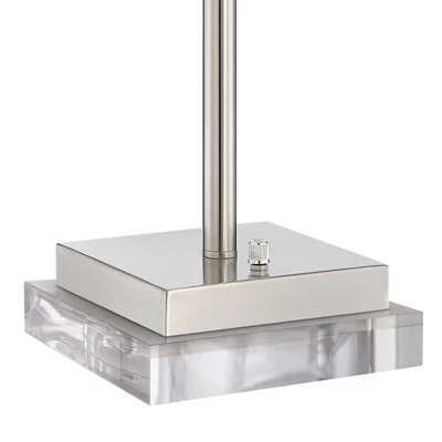 360 Lighting Andre Modern Table Lamps Set Of 2 With Square Risers 28 1/4" Tall Silver Metal USB And AC Power Outlet In Base White Drum Shade For Desk 5 360 Lighting Andre Modern Table Lamps Set Of 2 With Square Risers 28 1/4" Tall Silver Metal USB And AC Power Outlet In Base White Drum Shade For Desk - Image 5