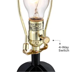 360 Lighting Marcel Industrial Table Lamps 24 1/4" High Set Of 2 Black With USB Charging Port And Nightlight LED Cream Shade For Bedroom Bedside Desk -Home Decoration Sale GUEST a2307e8f 3faf 448c a0fd 7ffba43a7510