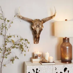 Polystone Cow Carved Skull Wall Decor - Olivia & May -Home Decoration Sale GUEST a234872b 1924 46c2 80da 043392774856