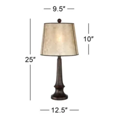 Franklin Iron Works Naomi Industrial Rustic Table Lamp 25" High Bronze With USB Charging Port Mica Shade For Bedroom Living Room Bedside Office Desk -Home Decoration Sale GUEST a2443163 f56e 4db7 8a07 043e03776c2a