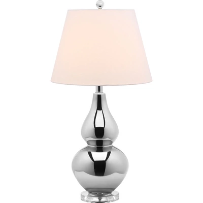 26" Cybil Double Gourd Lamp Silver (Includes CFL Light Bulb) - Safavieh 1 26" Cybil Double Gourd Lamp Silver (Includes CFL Light Bulb) - Safavieh