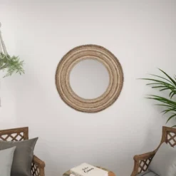 Wood Braided Frame Wall Mirror Beige - Olivia & May -Home Decoration Sale GUEST a3eab413 80a9 49ea ae96 01d84ec7d2fa