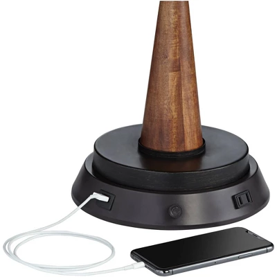 360 Lighting Helene Country Cottage Table Lamp 26" High Cream White Ceramic With Dimmable USB Workstation Base Tan Drum Linen For Living Room Desk 5 360 Lighting Helene Country Cottage Table Lamp 26" High Cream White Ceramic With Dimmable USB Workstation Base Tan Drum Linen For Living Room Desk - Image 5