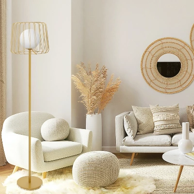 62.75" Lucas Caged Globe Shade Floor Lamp - River Of Goods 1 62.75" Lucas Caged Globe Shade Floor Lamp - River Of Goods