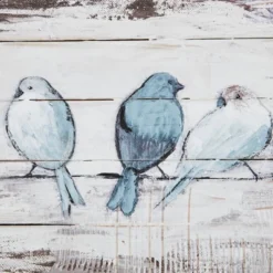 30" X 12" Perched Birds Hand Painted Wood Plank White/Gray -Home Decoration Sale GUEST a61d6deb 3b44 45ac 9fa2 7718687b8483