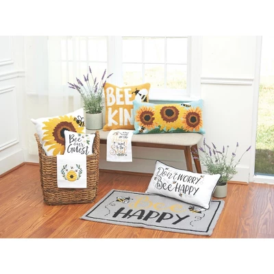 C&F Home 18" X 18" Sunflower & Bee Hooked Pillow 1 C&F Home 18" X 18" Sunflower & Bee Hooked Pillow