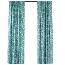 Plow & Hearth Floral Damask Rod-Pocket Homespun Insulated Curtain Panel, 42"W X 72"L Evergreen