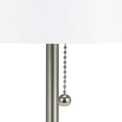 19" Metal Stick Table Lamp With Pull Chain Silver - Cresswell Lighting