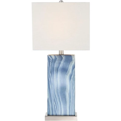 360 Lighting Connie Modern Table Lamps 25" High Set Of 2 Blue Faux Marble With USB Charging Port Table Top Dimmers White Shade For Bedroom Office Desk 8 360 Lighting Connie Modern Table Lamps 25" High Set Of 2 Blue Faux Marble With USB Charging Port Table Top Dimmers White Shade For Bedroom Office Desk - Image 8