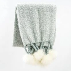 60"x50" Faux Mohair Pom Poms Decorative Throw - Freshmint -Home Decoration Sale GUEST a998a995 0042 462d bdf2 e735030e213f
