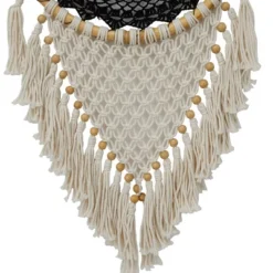 42" X 16" Cotton Macrame Handmade Intricately Woven Dreamcatcher Wall Decor With Beaded Fringe Tassels Black - Olivia & May -Home Decoration Sale GUEST aab1cdc0 de73 4573 b6ac 4cf26c6f56ed