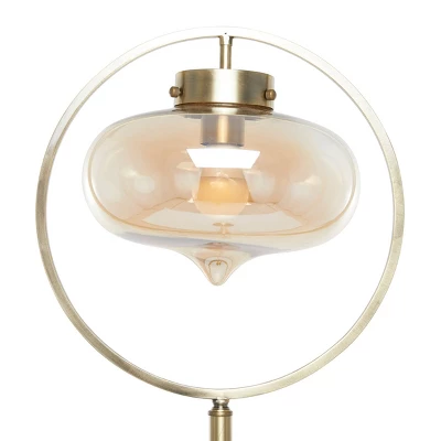 Metal Floor Lamp With Hanging Shade Gold - Olivia & May 3 Metal Floor Lamp With Hanging Shade Gold - Olivia & May - Image 3