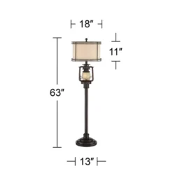 Barnes And Ivy Henson Industrial Floor Lamp 63" Tall Bronze With LED Nightlight Earthy Fabric Drum Shade For Living Room Bedroom Office House Home -Home Decoration Sale GUEST acfb5595 692b 4870 9db8 9fd6125398fa