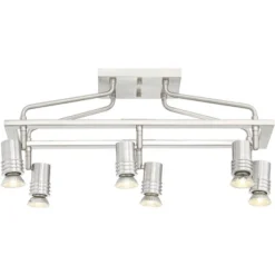 Pro Track Sven 6-Head LED Ceiling Track Light Fixture Kit Spot Light GU10 Silver Brushed Nickel Finish Metal Modern Cage Kitchen Bathroom 22" Wide -Home Decoration Sale GUEST ad62a796 2265 4a09 bac9 822cf11623c5