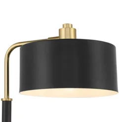 Possini Euro Design Myles Modern Mid Century Desk Lamp 24" High Black Gold With Dual USB Charging Ports Metal Drum Shade For Bedroom Living Room Home -Home Decoration Sale GUEST ae7581db 32e6 4c05 afa5 ffff0fe50d05