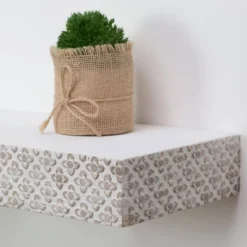 Large Embossed Wood Floating Decorative Wall Shelf White - American Art Decor -Home Decoration Sale GUEST aff0cef5 2595 4b41 8aed 71da8da786b5