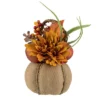 Northlight 9" Mixed Autumn Harvest Flora In A Pumpkin Basket Decoration
