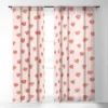 Emanuela Carratoni Strawberries On Pink Single Panel Sheer Window Curtain - Deny Designs