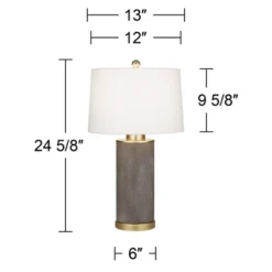360 Lighting Gilson Modern Table Lamps 24 1/2" High Set Of 2 Gray Glaze Ceramic White Drum Shade For Bedroom Living Room Bedside Nightstand Office -Home Decoration Sale GUEST b762e2c2 0acb 4491 b7ec 750936875cc4