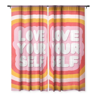 Showmemars Love Yourself Retro Type Single Panel Sheer Window Curtain - Society 6 2 Showmemars Love Yourself Retro Type Single Panel Sheer Window Curtain - Society 6 - Image 2
