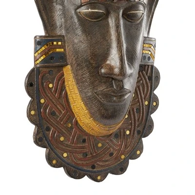 24" X 12" Polystone Mask Primitive African Sculpture Brown - Olivia & May 5 24" X 12" Polystone Mask Primitive African Sculpture Brown - Olivia & May - Image 5